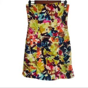 BB DAKOTA Watercolor Abstract Ruched Strapless Mini Party Dress Size 4